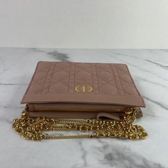 Caro Blush Supple Cannage Calfskin zipped pouch shoulder/crossbody bag - Picture 5 of 6